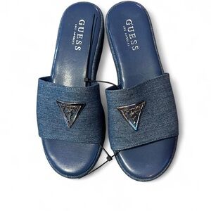 GUESS Denim Blue Slide Sandals